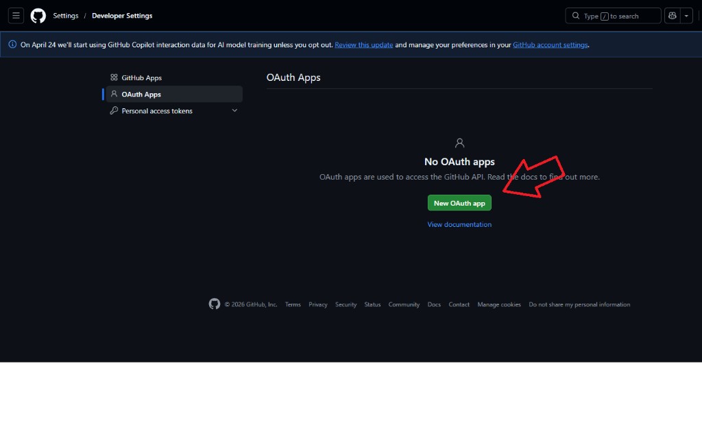 GitHub — Register a new OAuth app